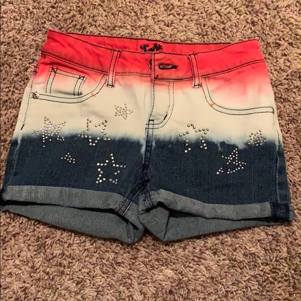 Justice Girls Patriotic Denim Shorts, Size 10
